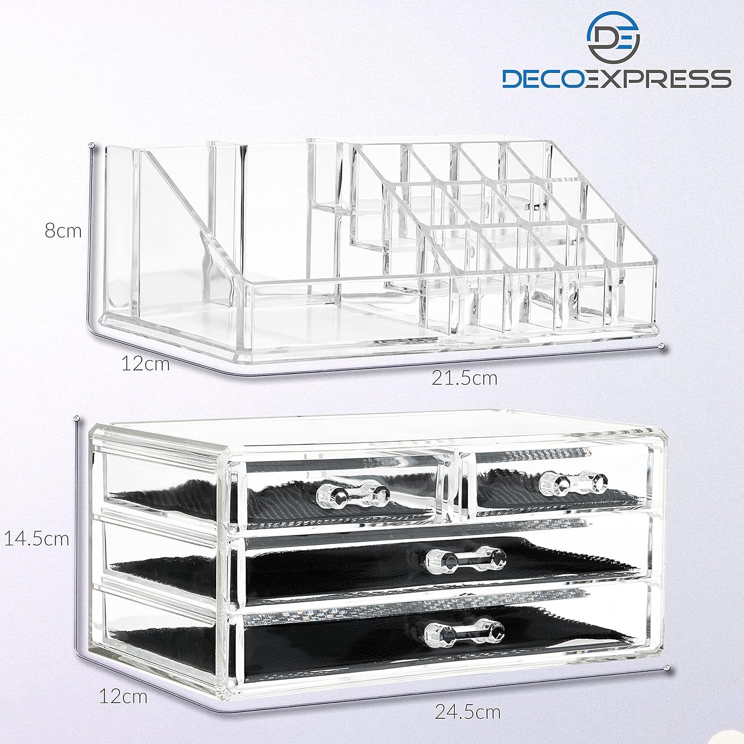 Make up Organiser for Women Teenagers Acrylic Drawers Makeup Storage 12Cm X 24Cm X 22Cm Clear Bathroom Bedroom Dressing Table Organiser